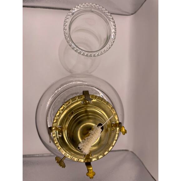 Vintage Lamp Light Farms Oil Kerosene Lamp Footed Clear Glass 18" Tall - Picture 12 of 13